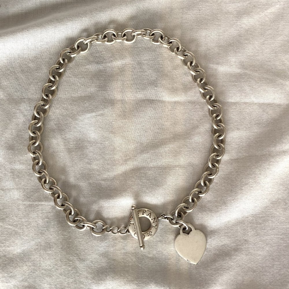 Authentic Tiffany & Co.Heart Charm Toggle Necklace